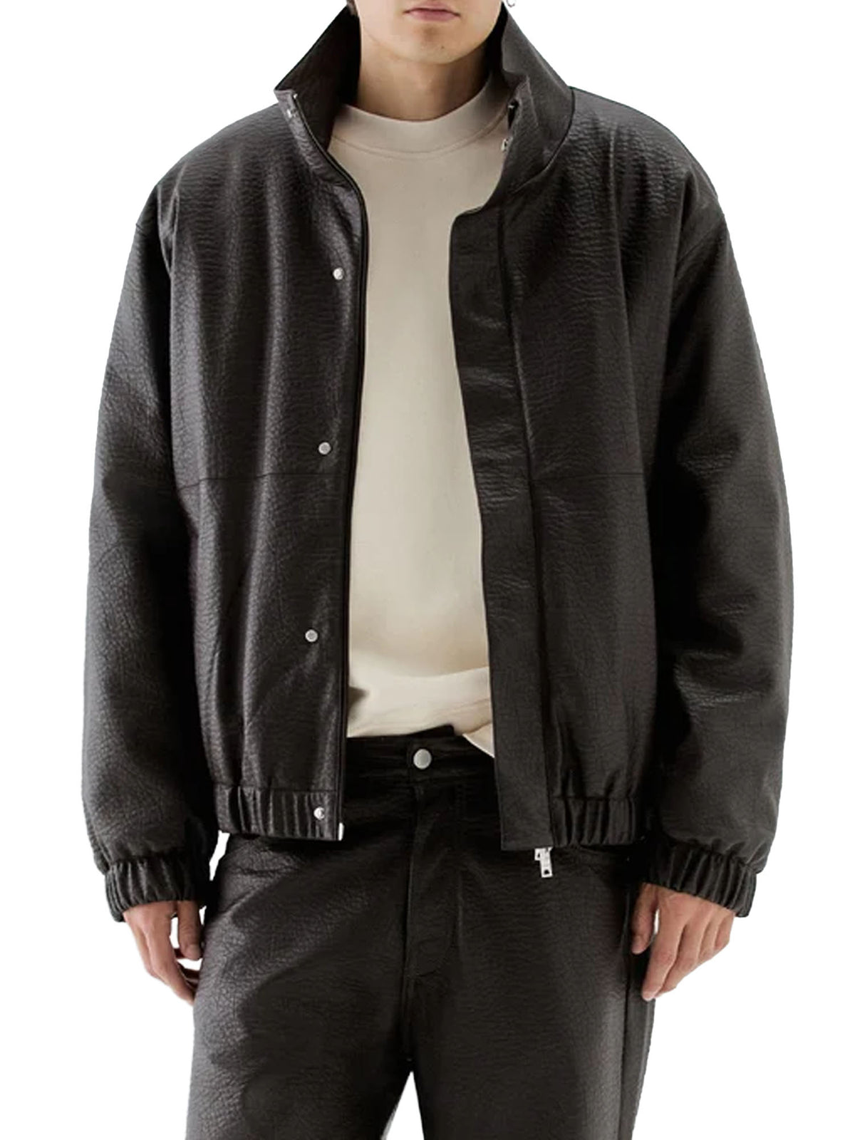 I'm Brian Giubbotto oversize effetto pelle Marrone