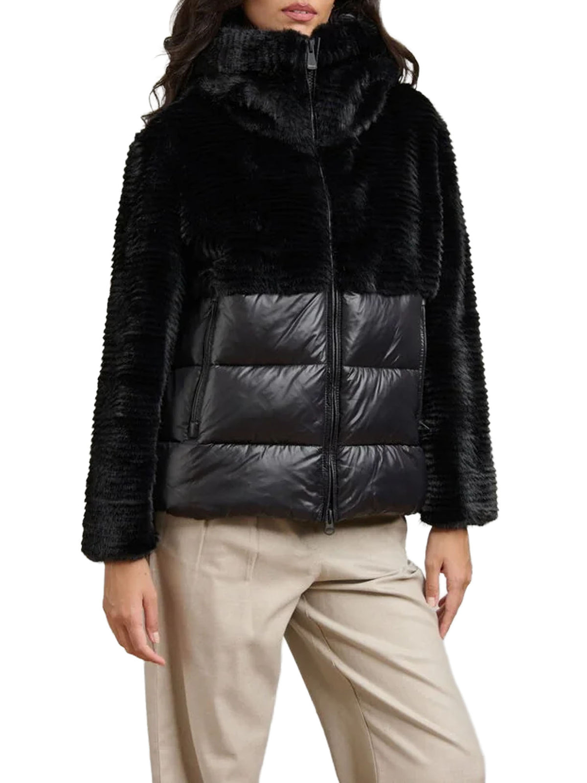 Blauer Fanevil Eco Fur Nylon Jacket Nero