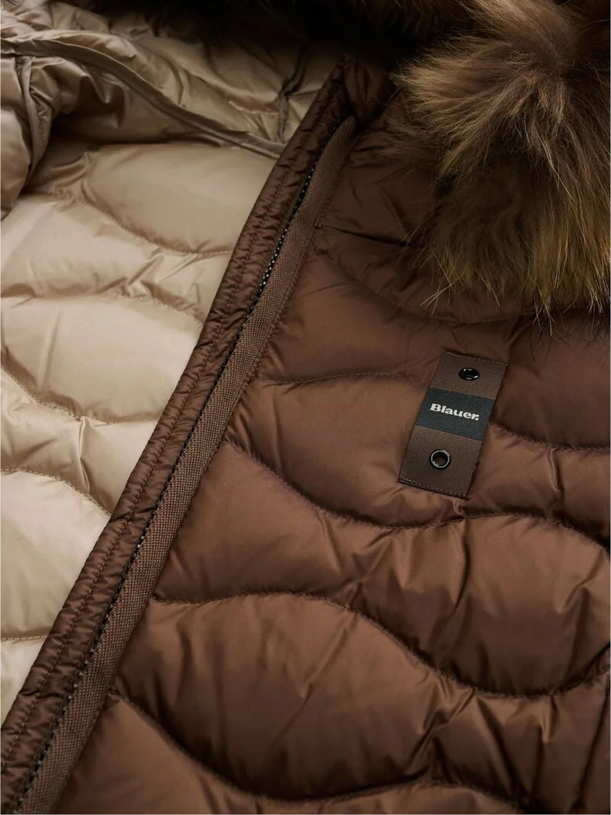 Blauer Down Jacket With Fur Trim Aldie Marrone