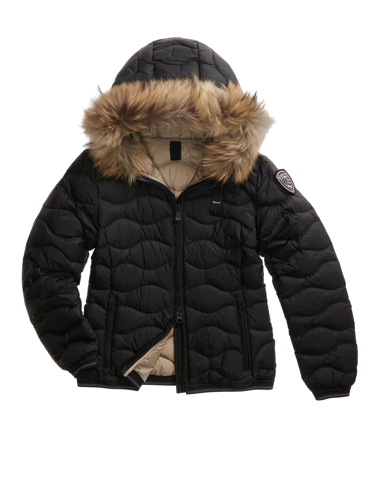 Blauer Down Jacket With Fur Trim Aldie Nero