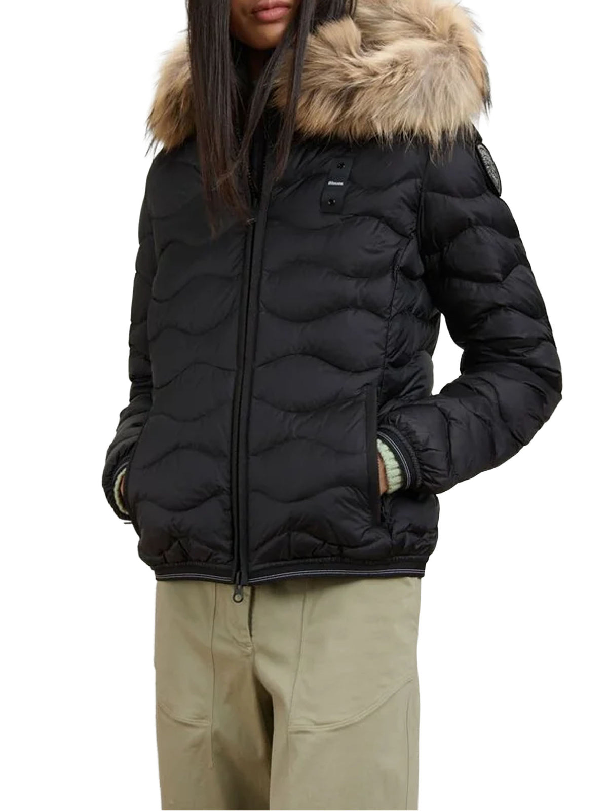 Blauer Down Jacket With Fur Trim Aldie Nero