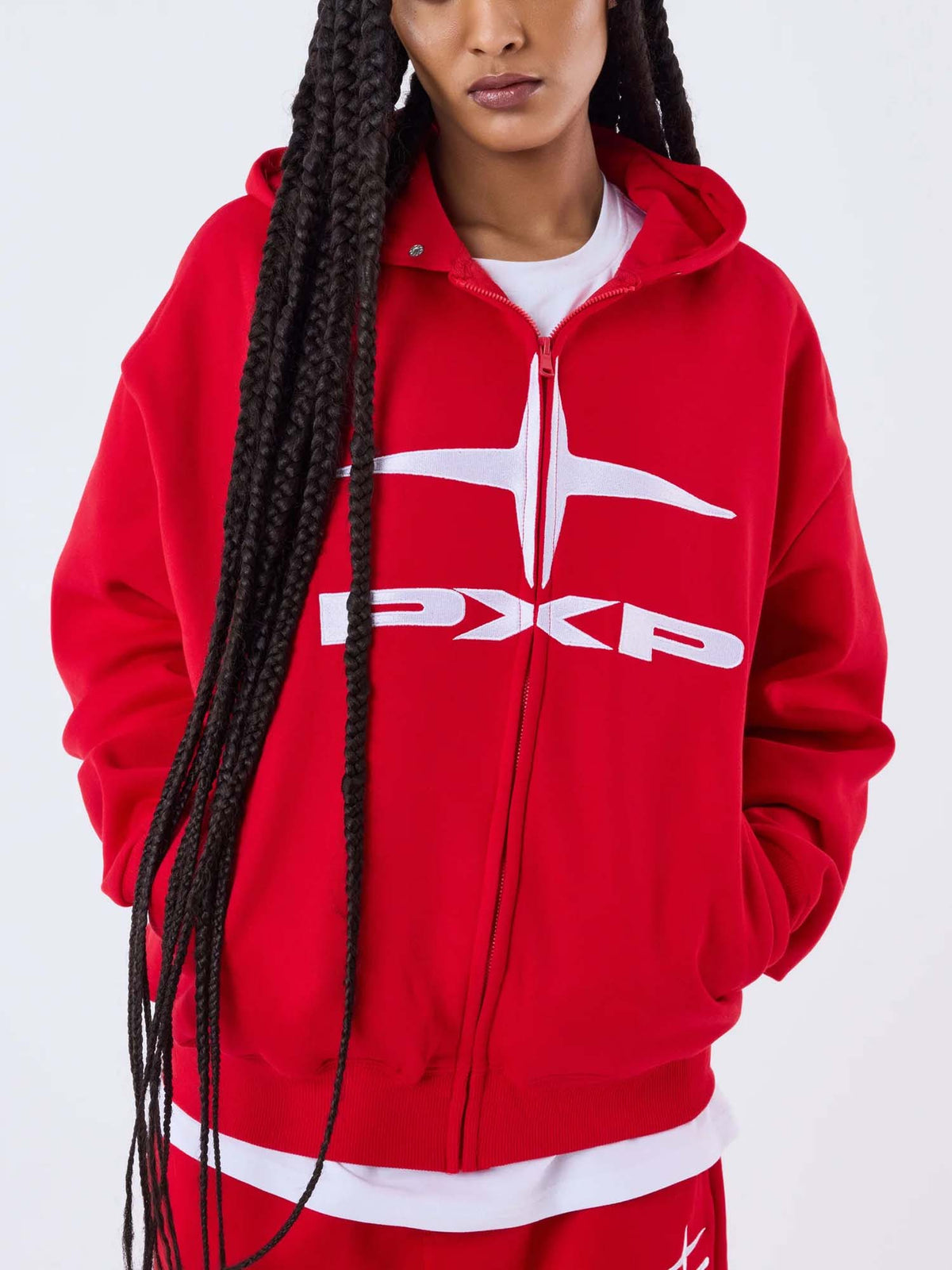 Project X Paris Felpa con cappuccio e zip unisex Essentials Rosso