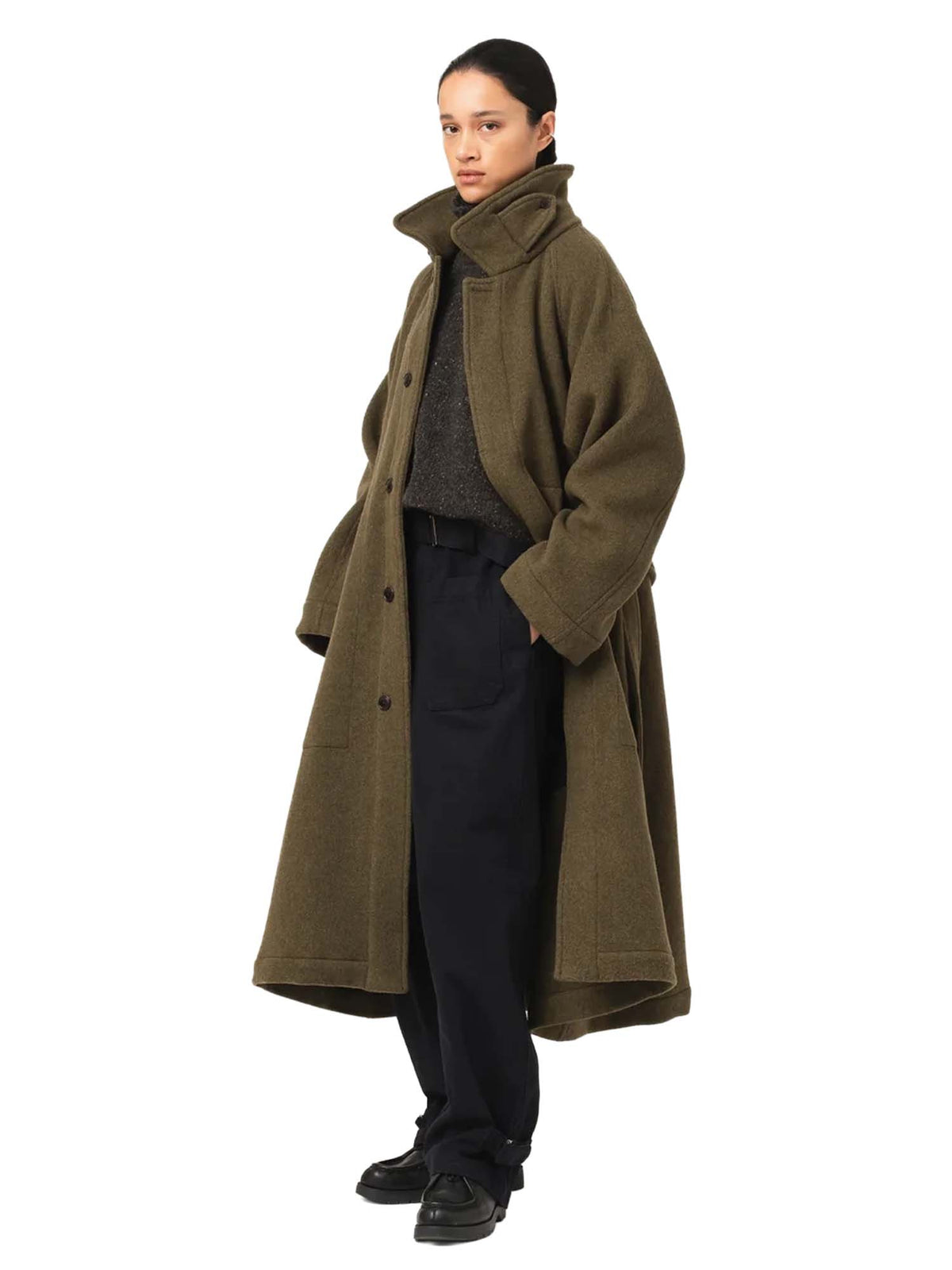 Girls Of Dust G.o.D Military Trench Wool Velour Verde