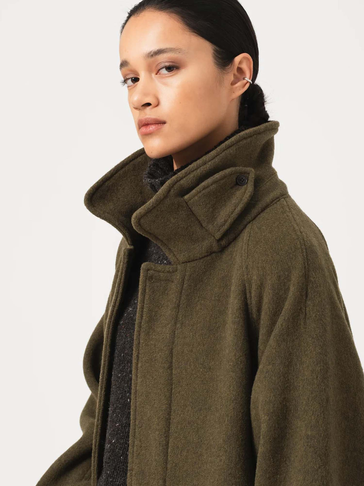 Girls Of Dust G.o.D Military Trench Wool Velour Verde