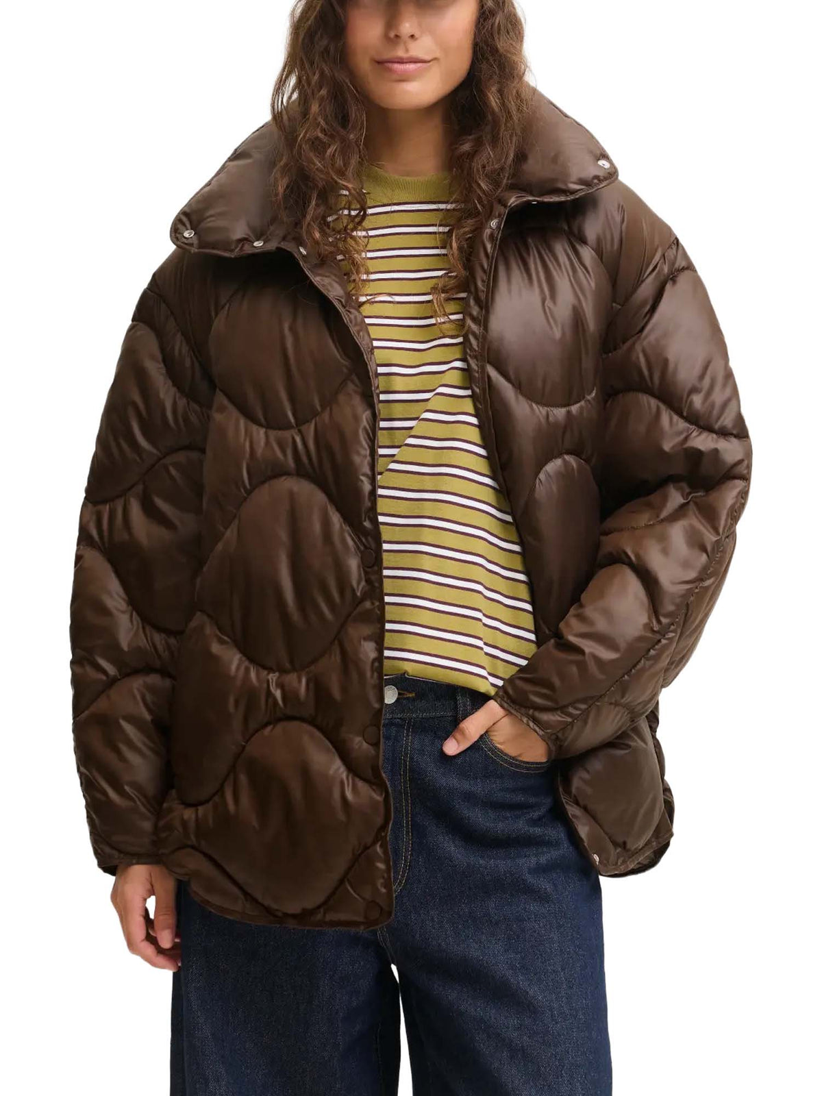 Jjxx Jxstella Shiny Quilted Jacket OTW SN Marrone