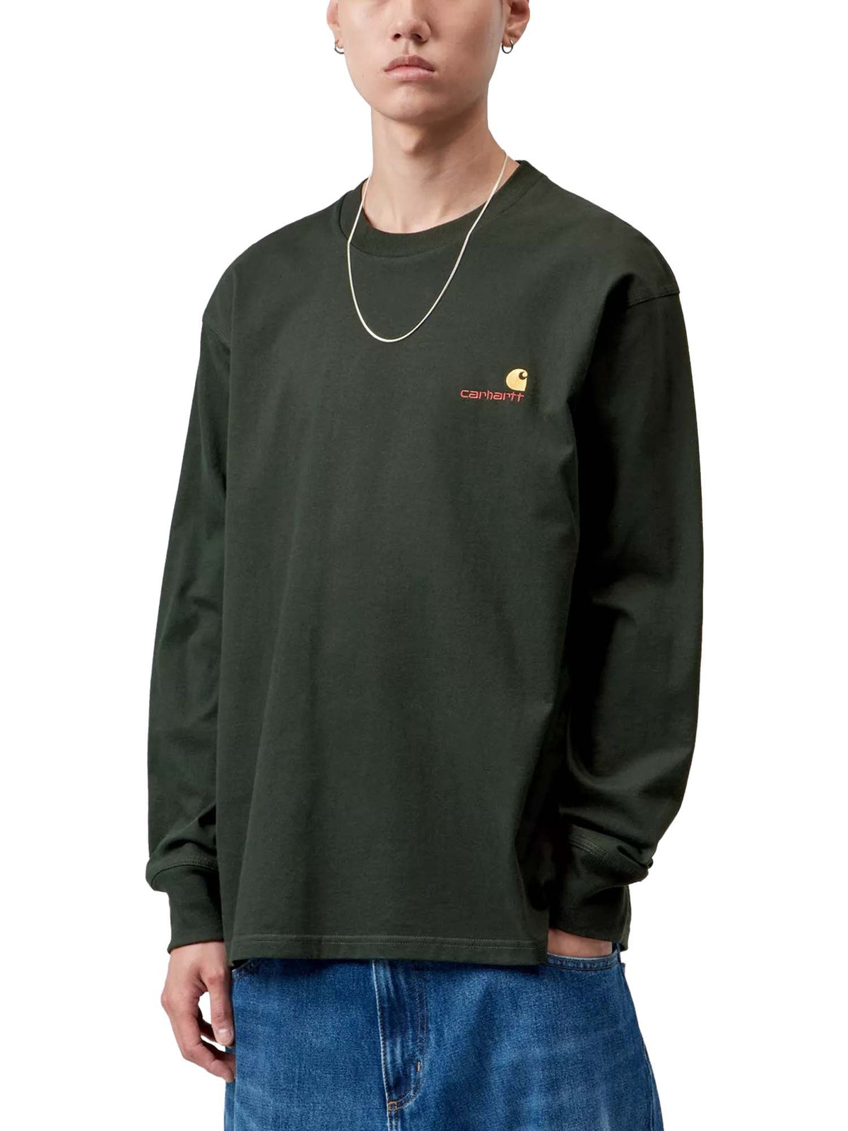 Carhartt Wip L/S American Script T-Shirt Grigio