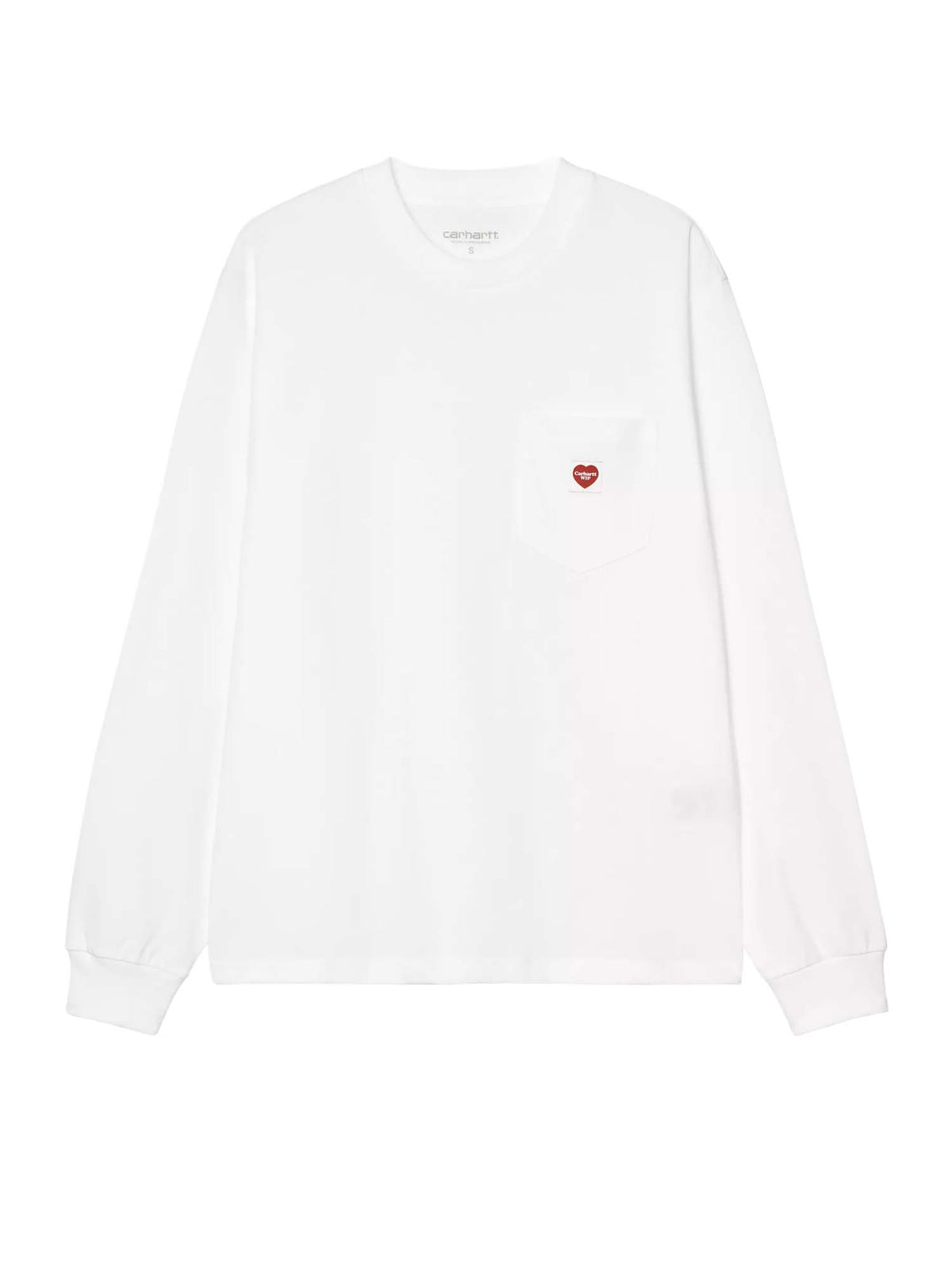 Carhartt Wip Women's L/S Pocket Small Heart T-Shirt Bianco