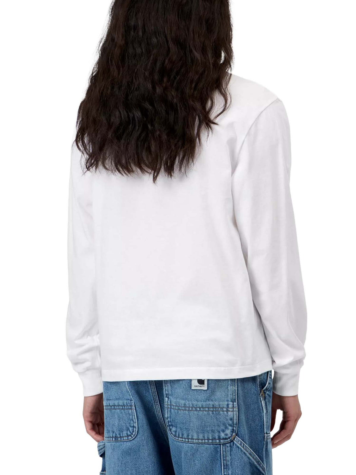 Carhartt Wip Women's L/S Pocket Small Heart T-Shirt Bianco