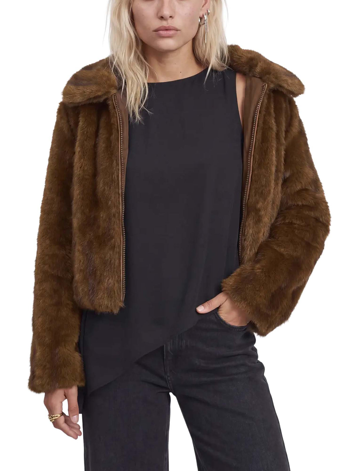 Jjxx Pelliccia Jxtania Evelda Jacket Otw Marrone