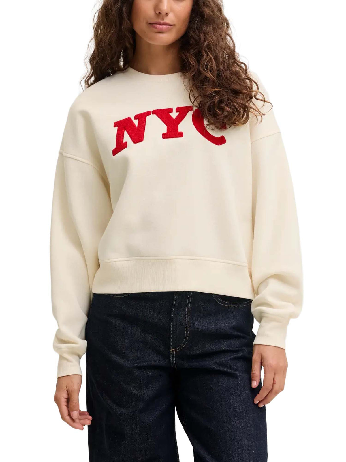 Jjxx Jxtatum Terry Patch Crew Swt Bianco