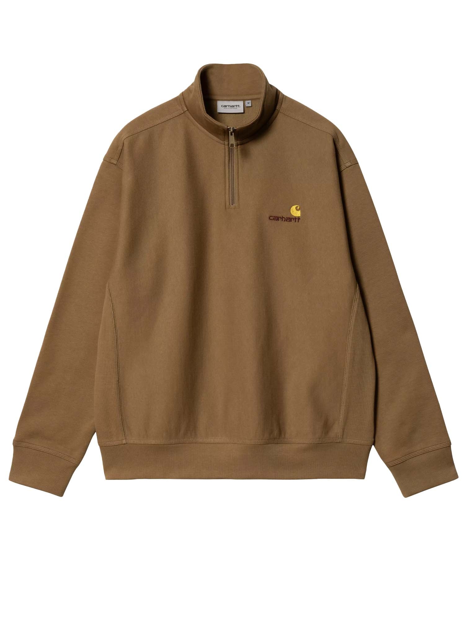 Carhartt Wip Half Zip American Script Sweatshirt Marrone