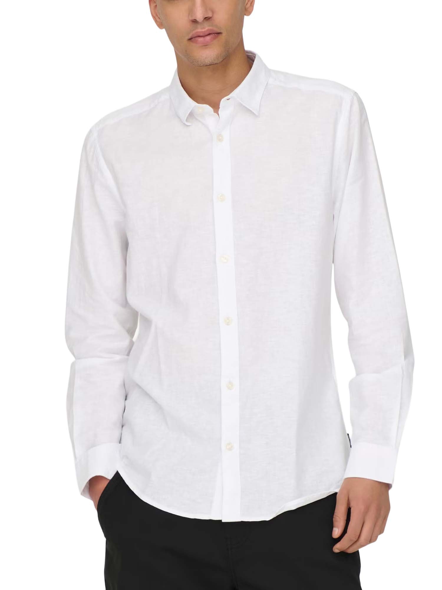 Only & Sons Camicia in Lino Slim Bianco