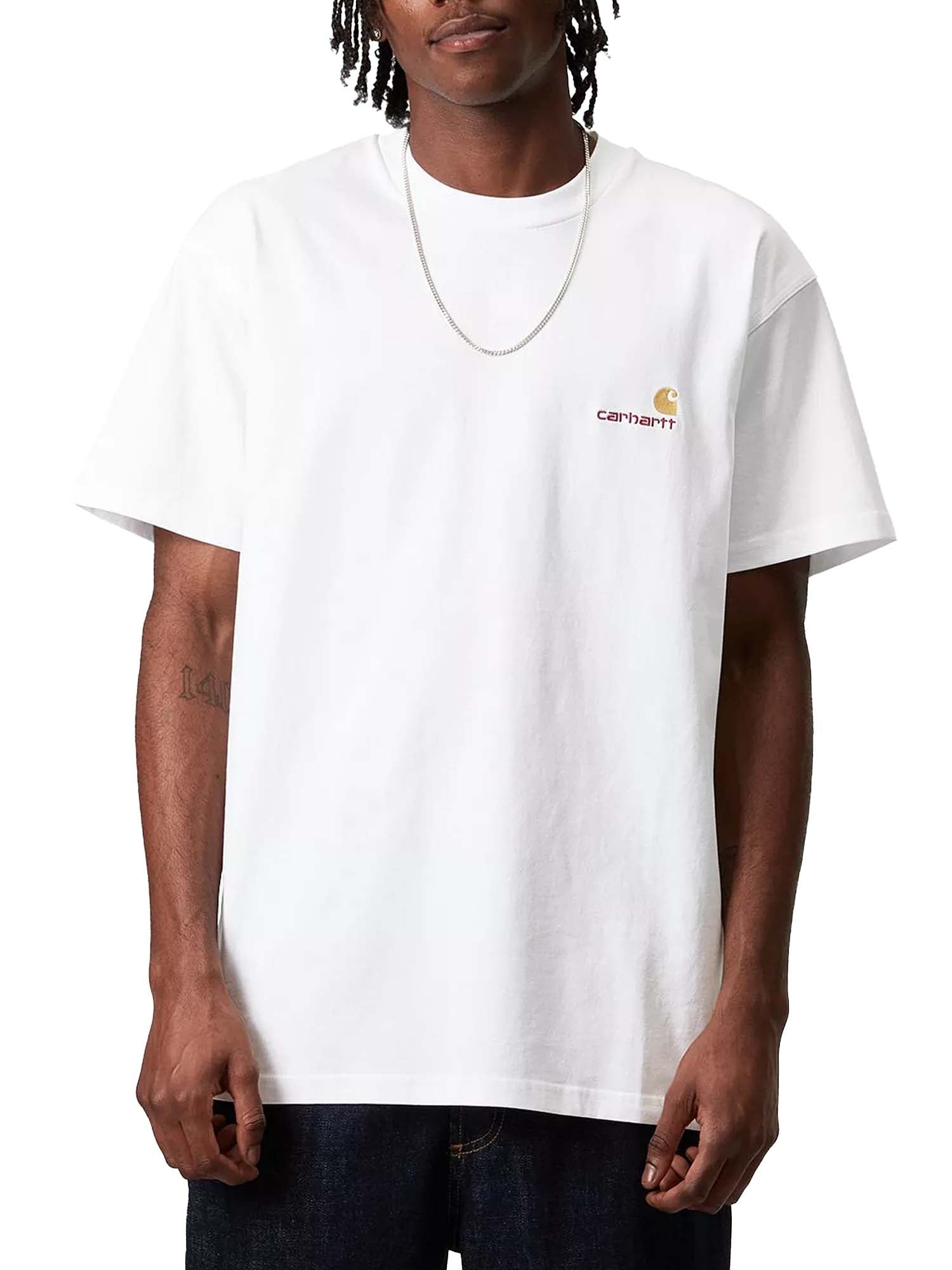 Carhartt Wip S/S American Script T-Shirt Bianco