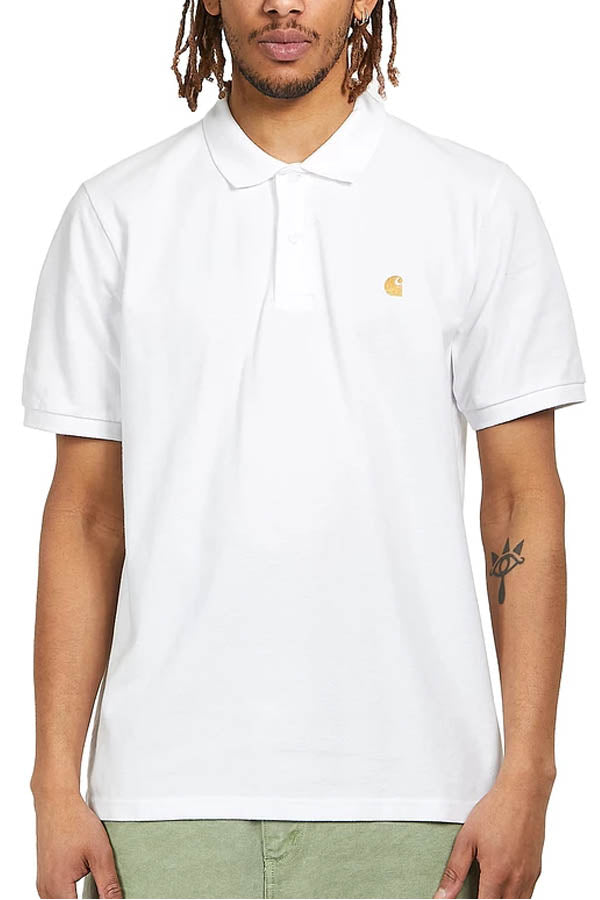 Carhartt Wip S/S Chase Pique Polo Bianco