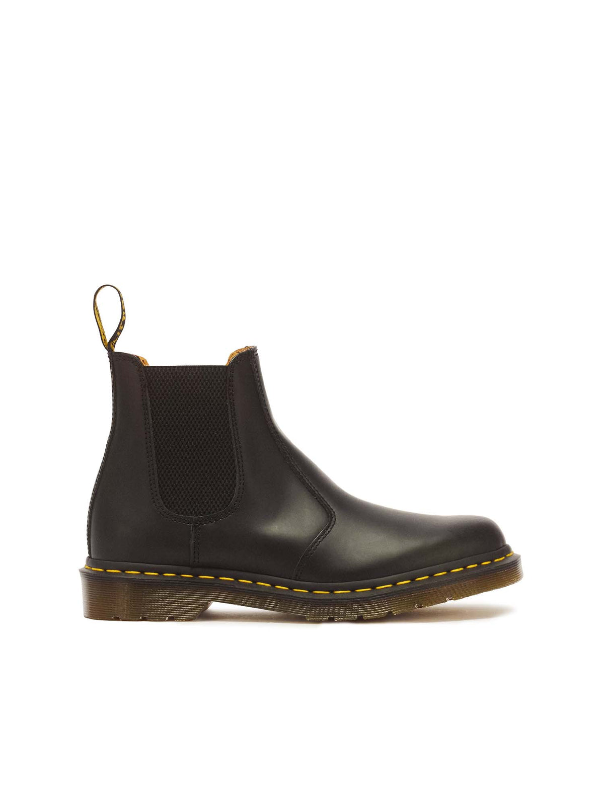 Dr. Martens Stivaletti Chelsea di pelle 2976 con cuciture gialle Smooth Nero