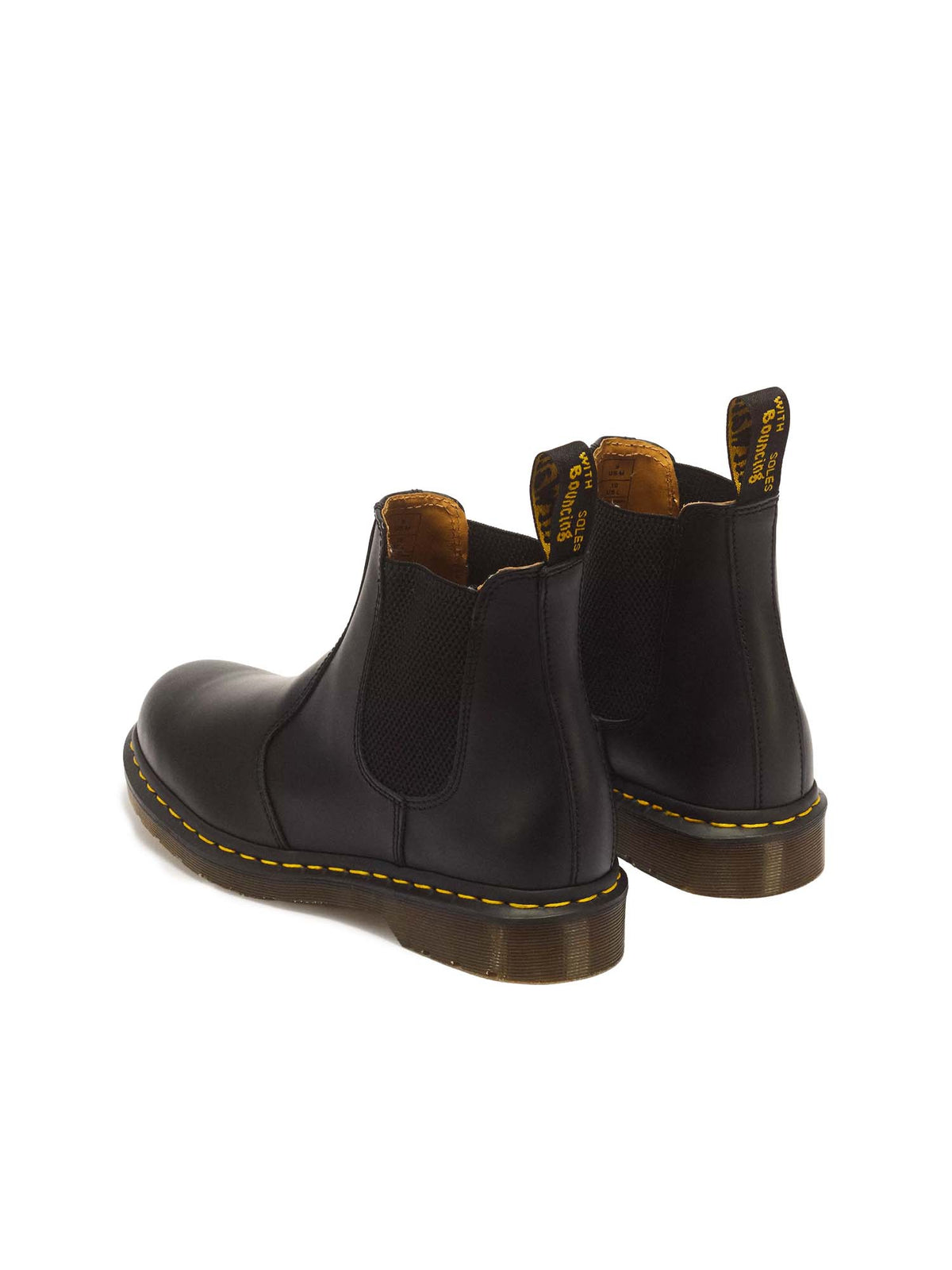 Dr. Martens Stivaletti Chelsea di pelle 2976 con cuciture gialle Smooth Nero