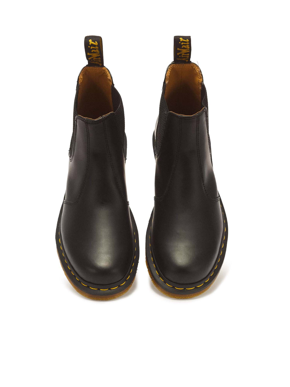 Dr. Martens Stivaletti Chelsea di pelle 2976 con cuciture gialle Smooth Nero