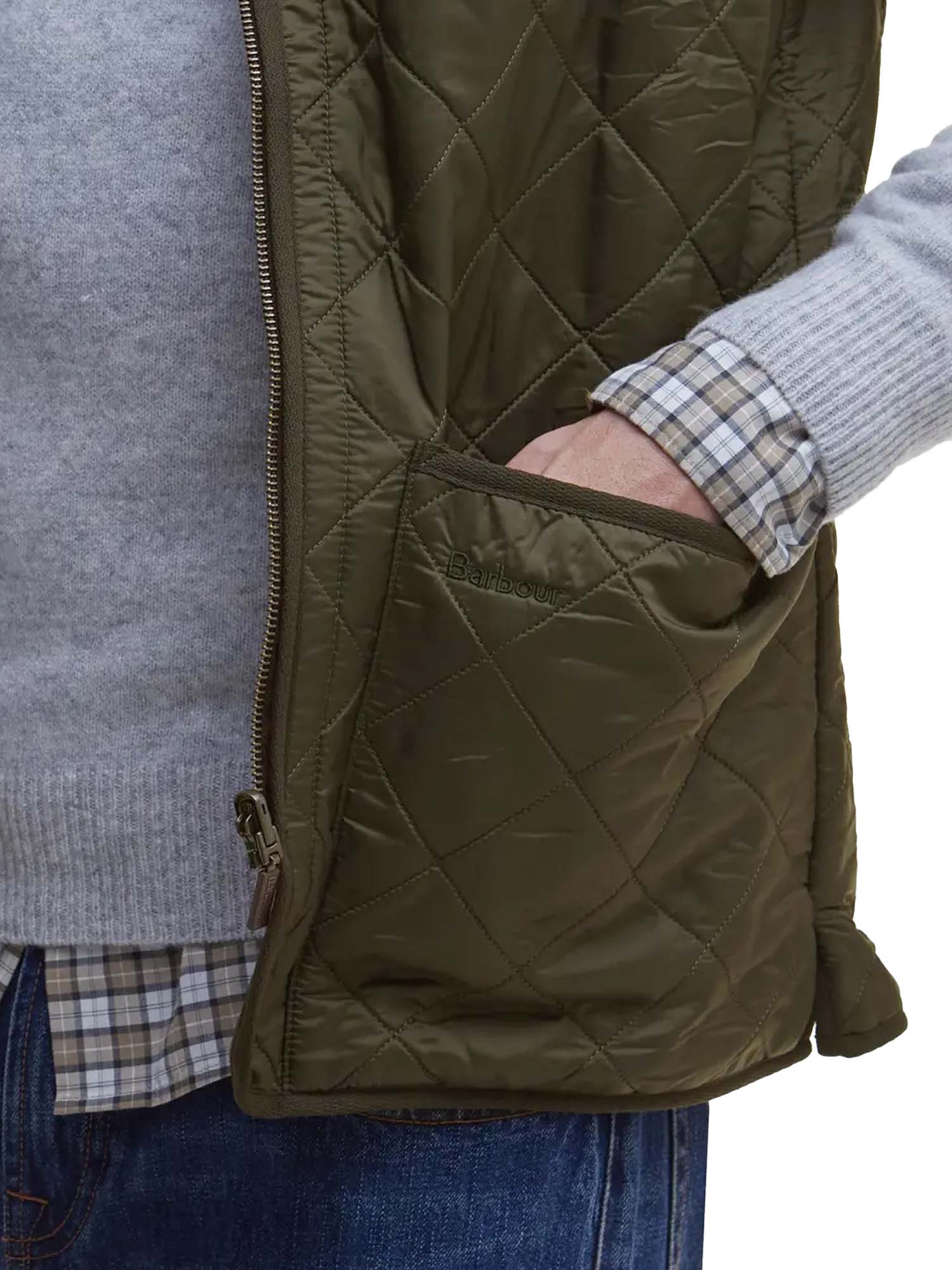 Barbour Gilet trapuntato/fodera con zip Polarquilt Verde