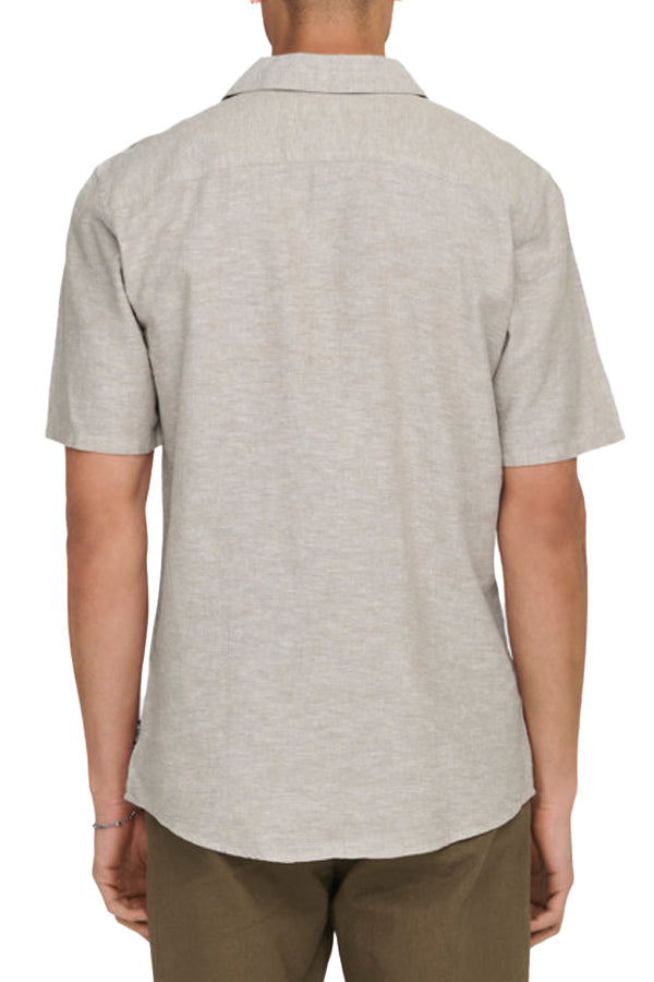 Only & Sons Onscaiden Ss Solid Resort Linen Shirt Beige