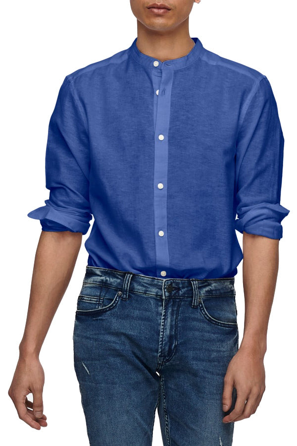 Slim Fit Shirts with Chinese Collar
