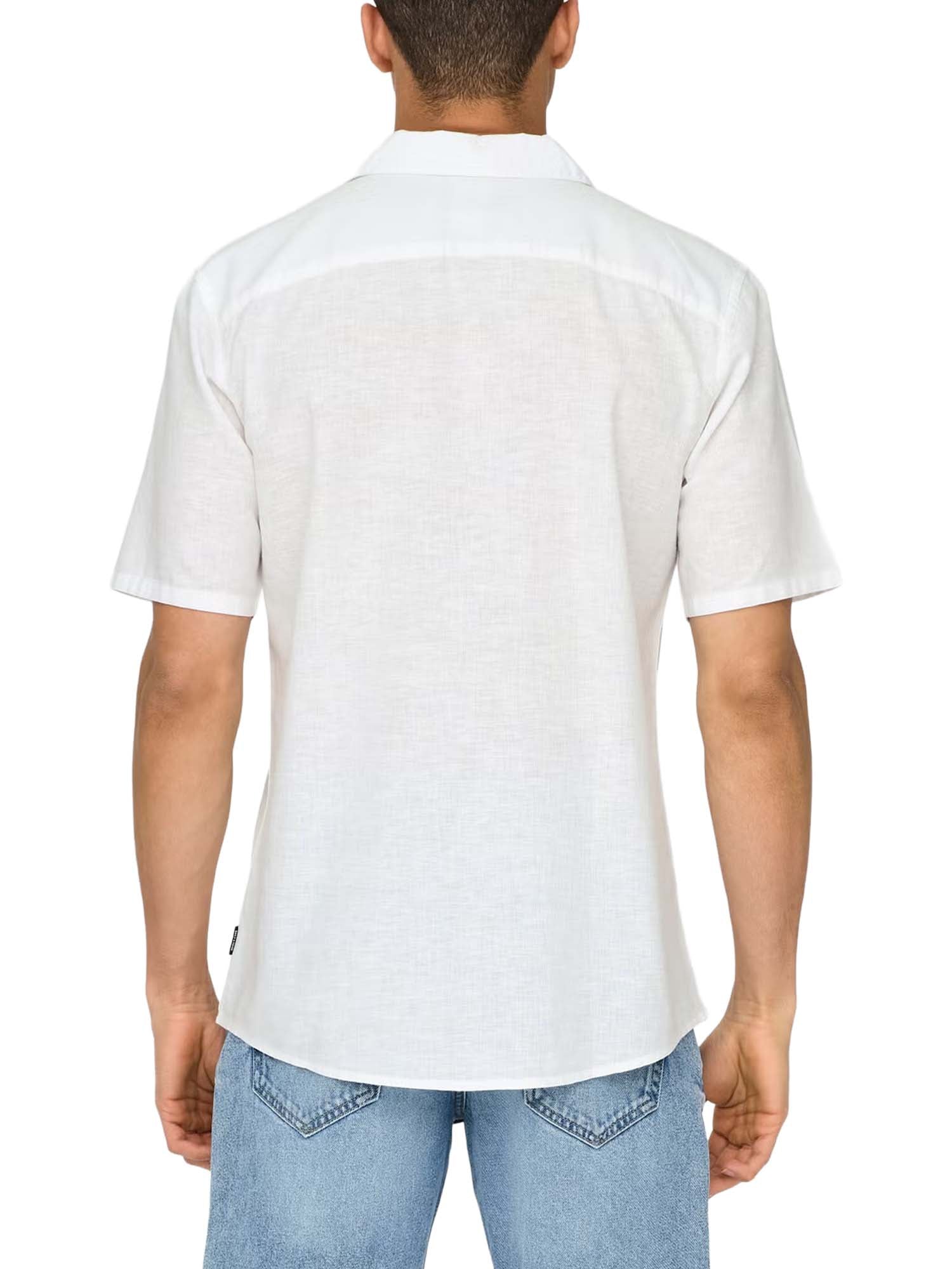 Only & Sons Onscaiden Ss Solid Resort Linen Shirt Bianco