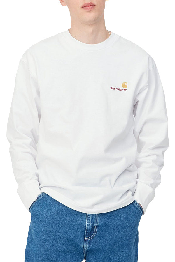 Carhartt Wip L/S American Script T-Shirt Bianco
