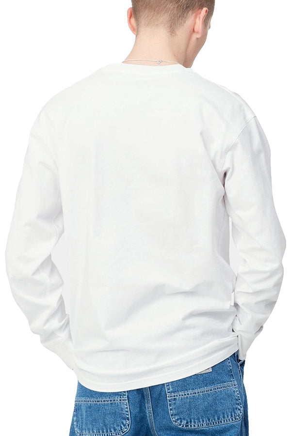 Carhartt Wip L/S American Script T-Shirt Bianco
