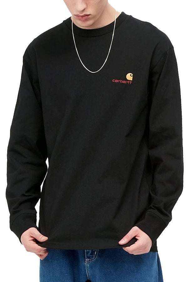 Carhartt Wip L/S American Script T-Shirt Nero