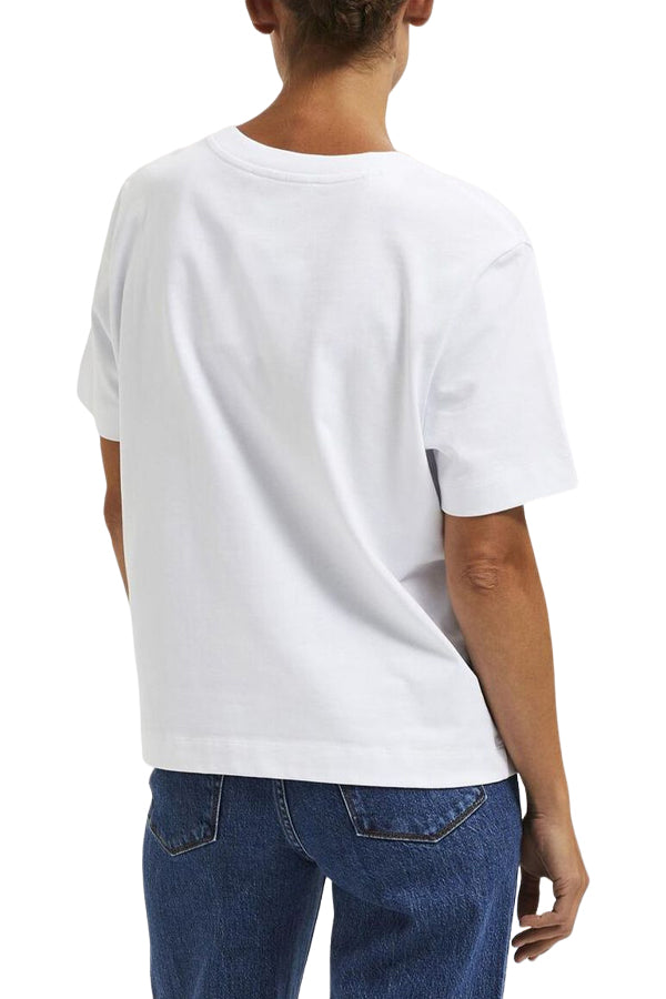 Selected lfessential Ss Boxy Tee Noos Cradle Bianco