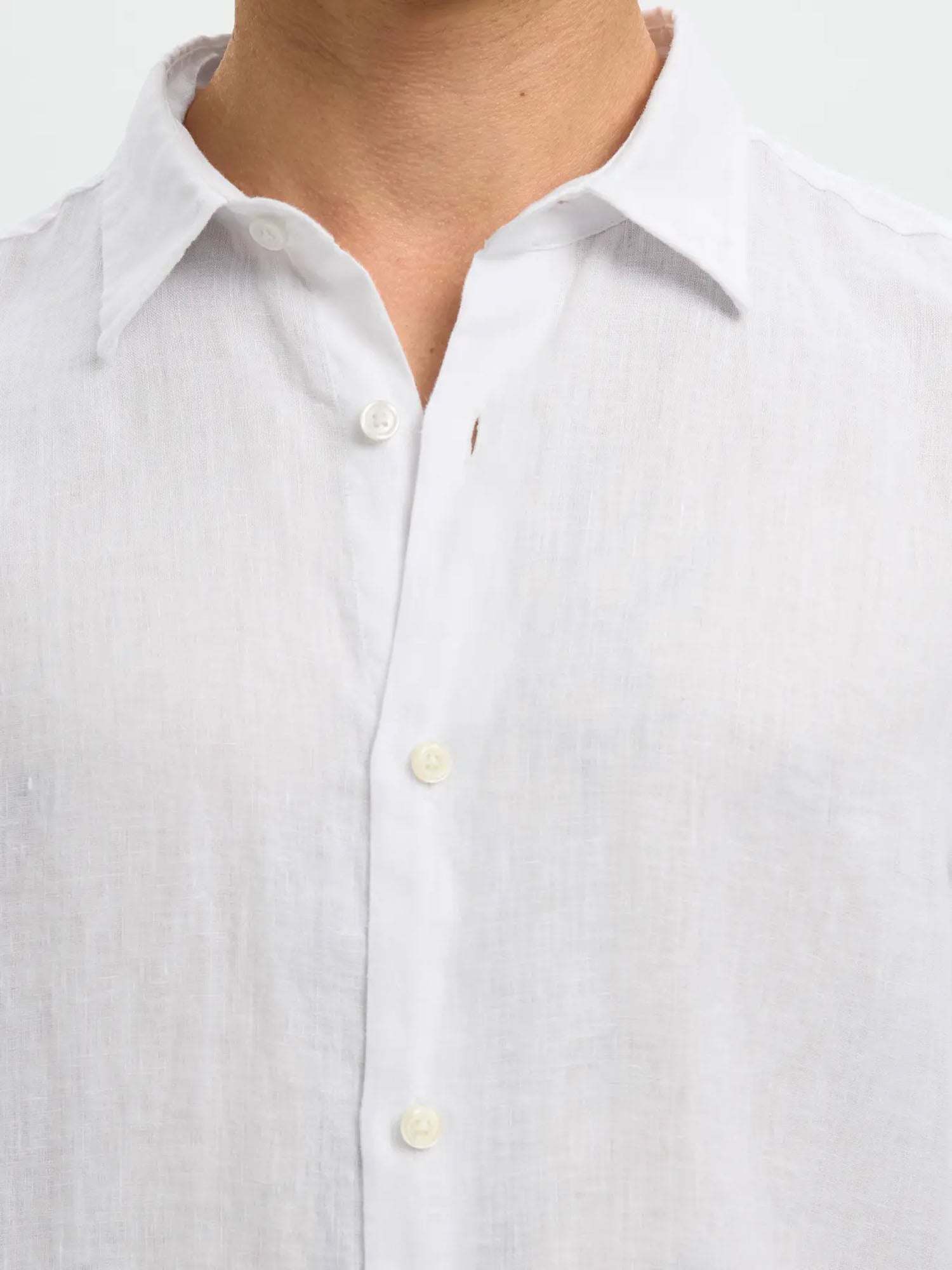 Selected Camicia Slmregclaus Kylian Linen Bianco