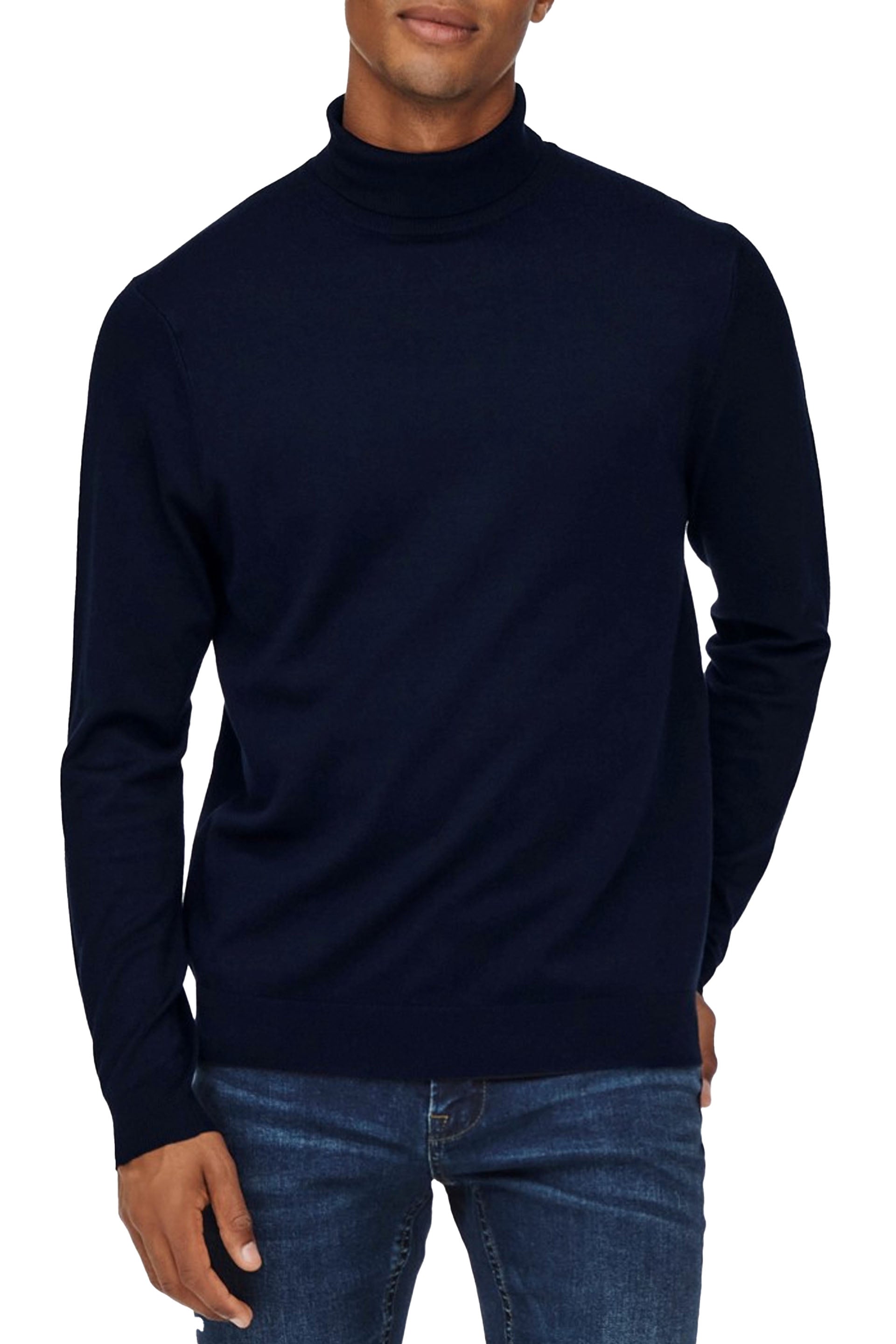 Only & Sons Roll Neck Knitted Pullover Blu