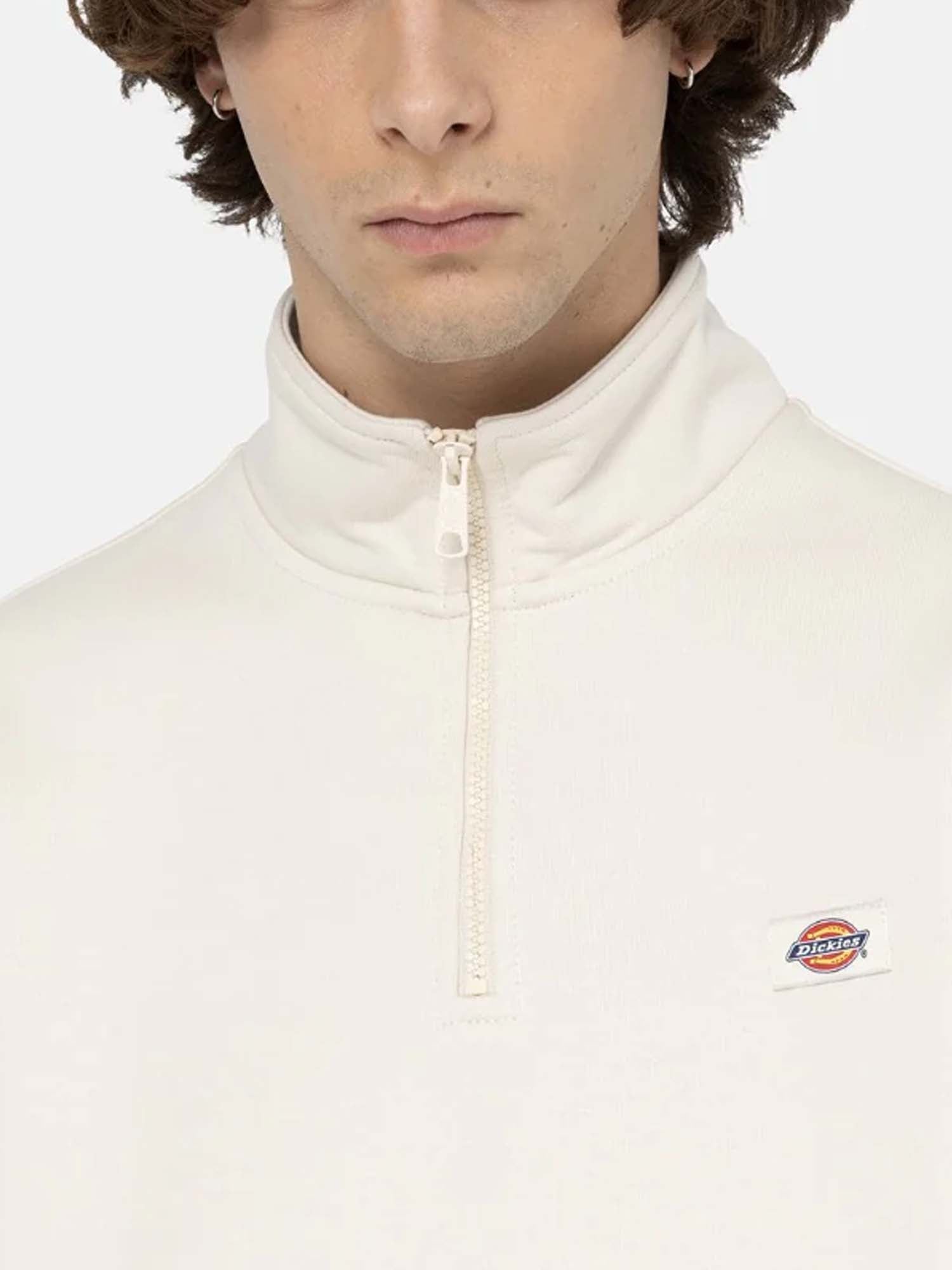 Dickies Felpa Oakport con zip corta Bianco