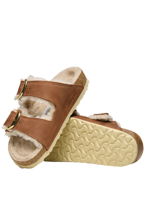 Birkenstock Arizona Big Buckle Shearling (Pelle oliata) Marrone