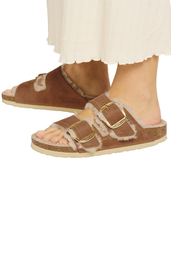 Birkenstock Arizona Big Buckle Shearling (Pelle oliata) Marrone