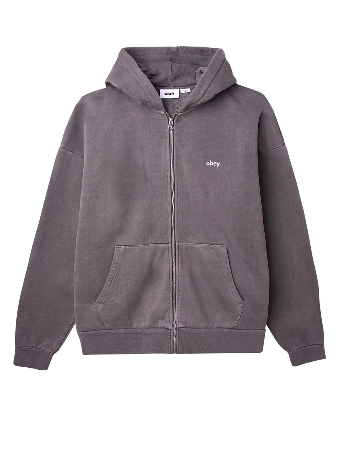 Obey Lowercase Pigment Zip Hood Fleece Pigment Grigio