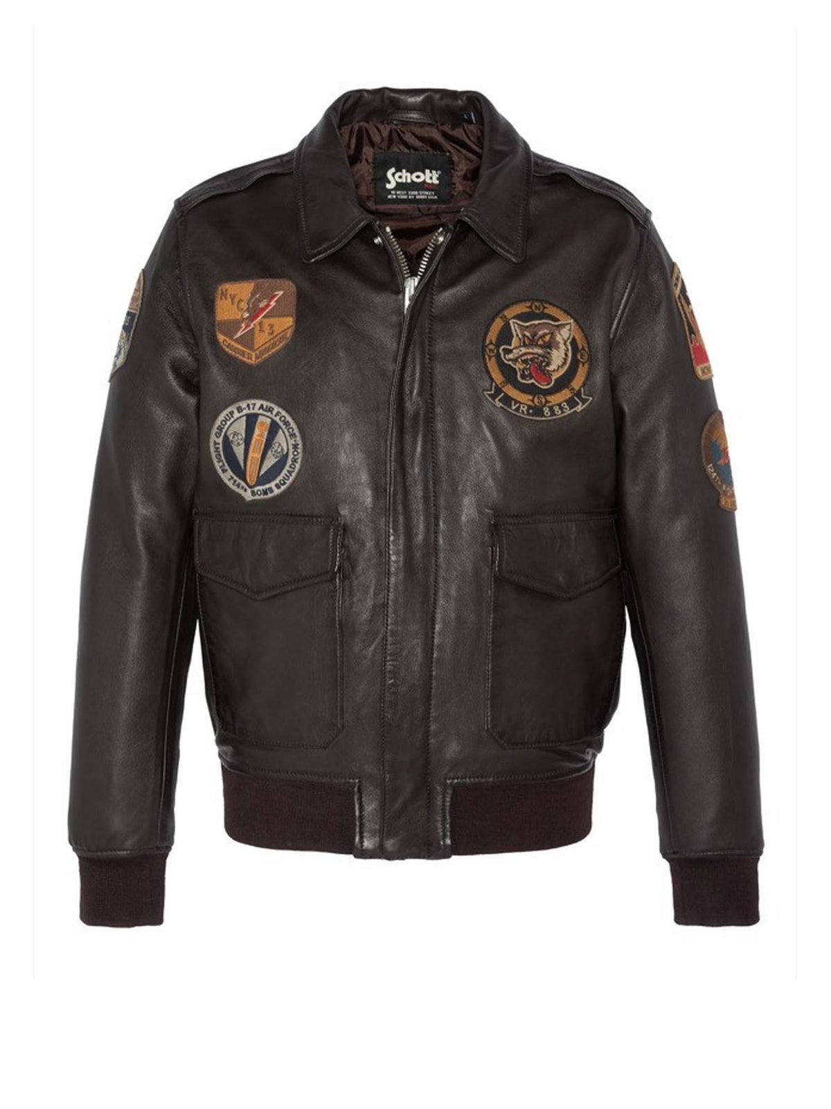 Schott Giacca Patched Flight Jacket Marrone