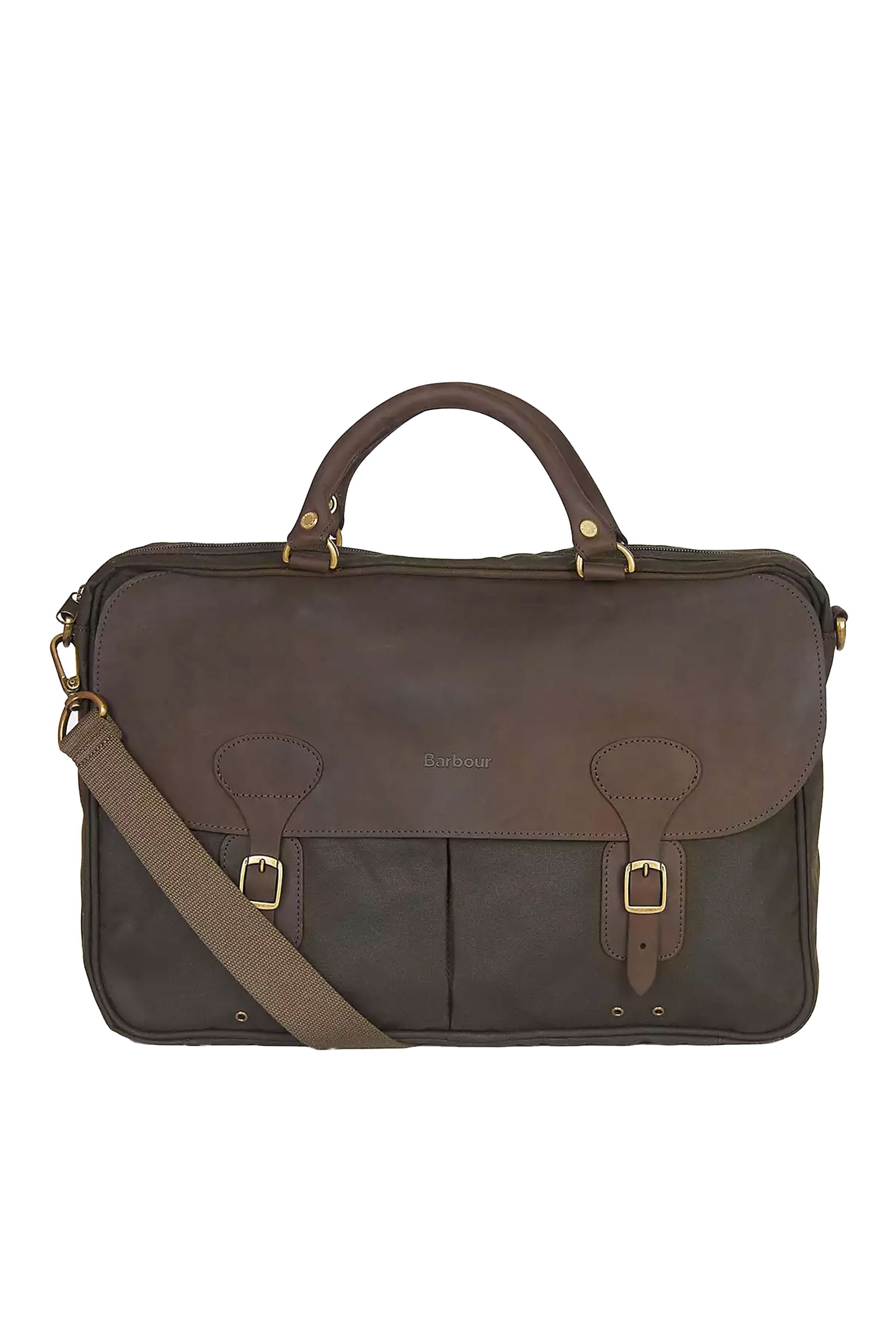 Barbour Borsa Briefcase in pelle cerata Verde