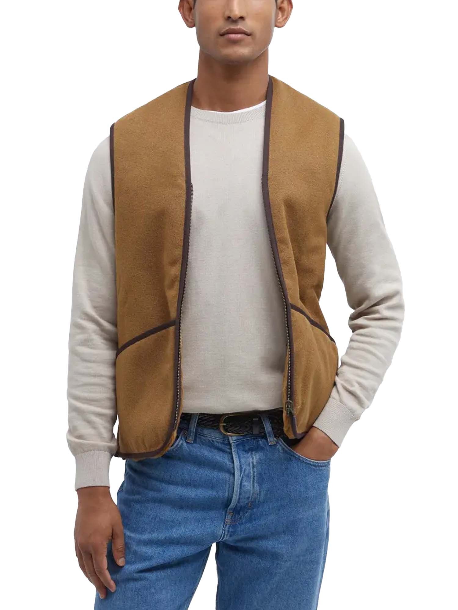 Barbour Gilet/fodera in pile caldo con cerniera Marrone