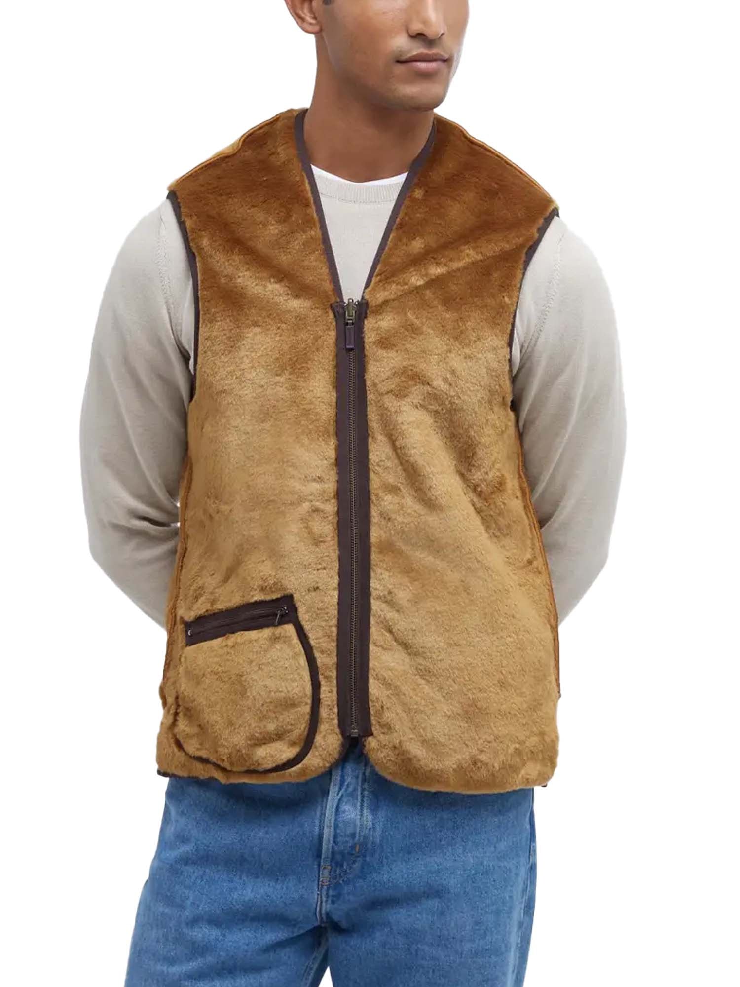 Barbour Gilet/fodera in pile caldo con cerniera Marrone