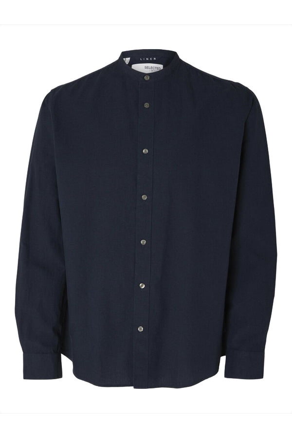 Selected Slhregnew-Linen Shirt Blu