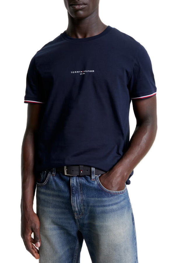 T-Shirt Slim Fit Con Dettagli a Contrasto
