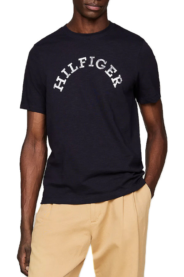Hilfiger - Monotype - T-shirt avec logo incurvé