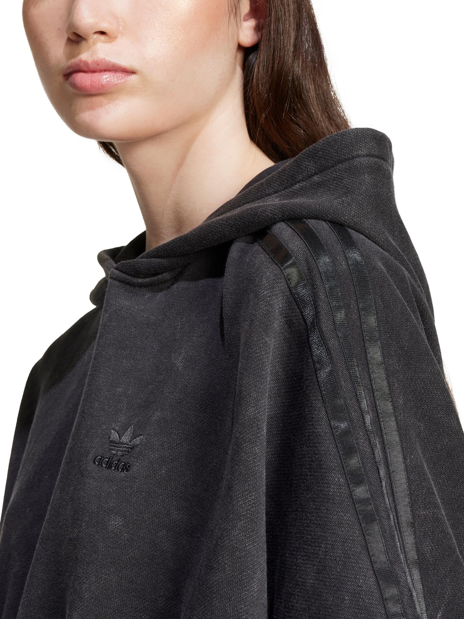 Adidas Felpa Washed-Out Crop Oversized Zip Nero