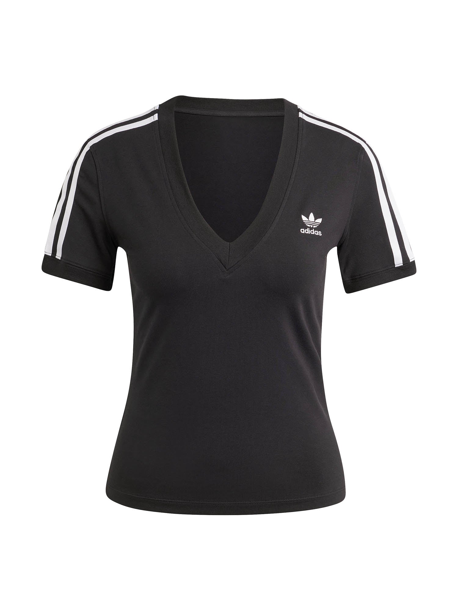 Adidas T-shirt 3-Stripes V-Neck Slim Nero