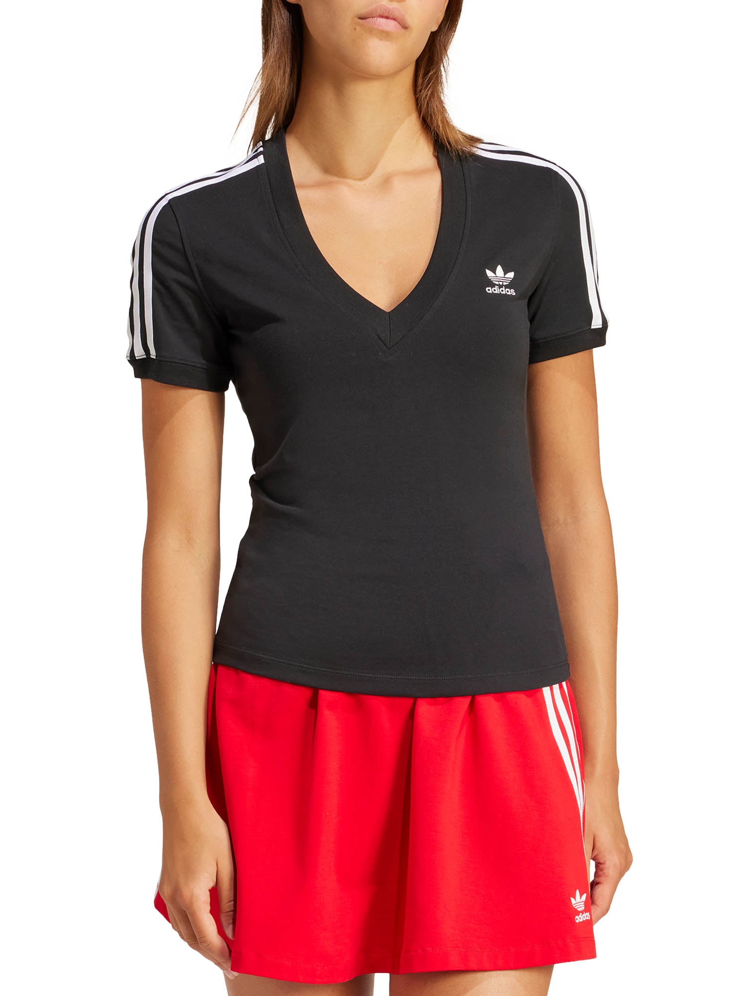 Adidas T-shirt 3-Stripes V-Neck Slim Nero