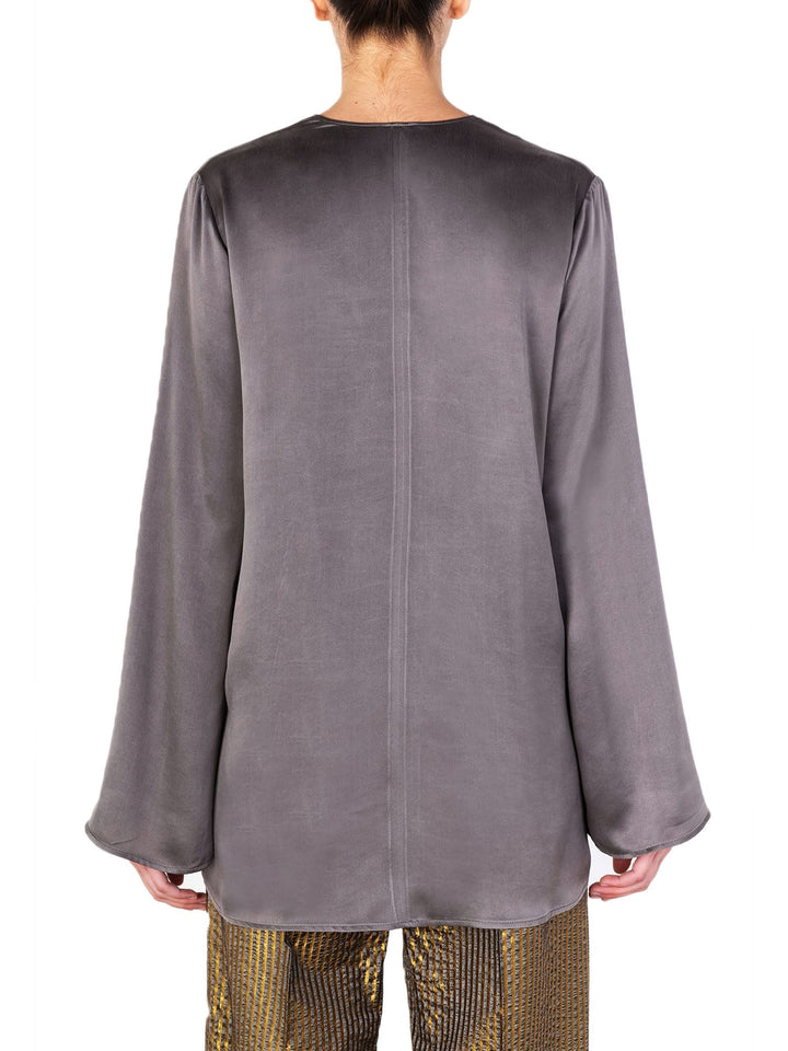 Alysi Blusa Satin Stone Washed Grigio