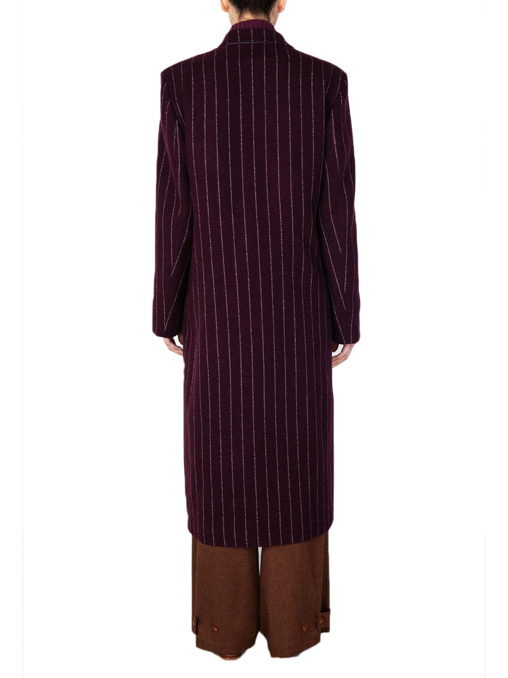 Alysi Cappotto Stripes Coat D/Petto Bordeaux