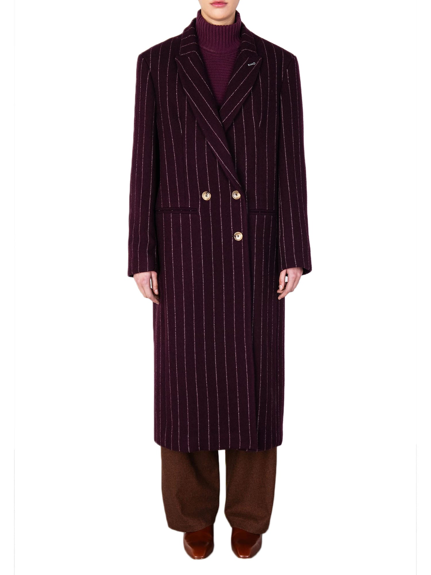 Alysi Cappotto Stripes Coat D/Petto Bordeaux