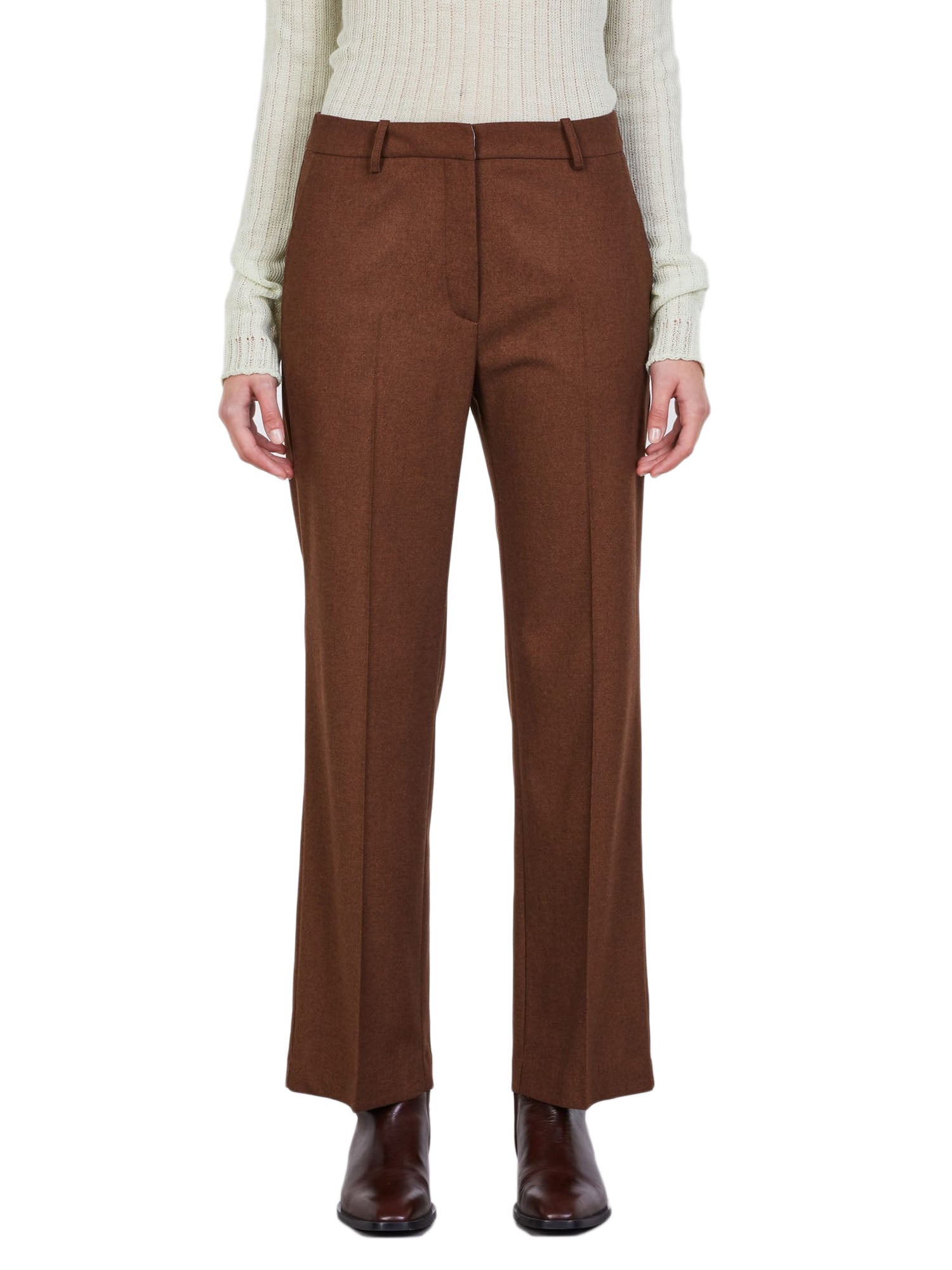 Alysi Pantalone Flanella Sigaretta Marrone