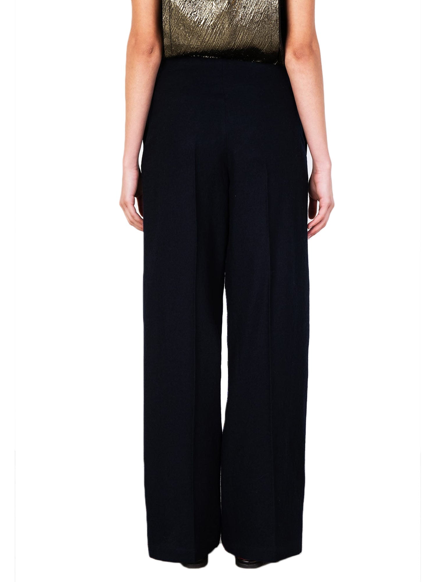 Alysi Pantalone Soft Wool Palazzo Blu